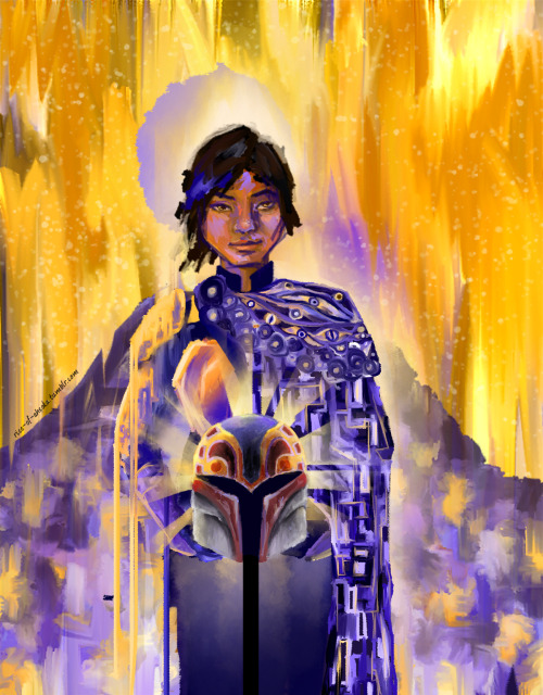 rise-of-ahsoka:A Klimt-inspired Sabine Wren piece based on her mother’s own Klimt-inspired portrait 