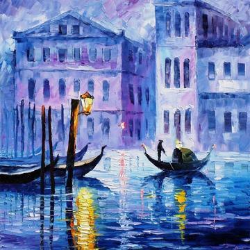 5D Diamond Painting Blue European city ship