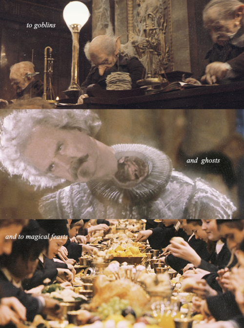 weasloy:  to gryffindors! hufflepuffs! ravenclaws! slytherins! back to the place where our story begins! it’s hogwarts, hogwarts!