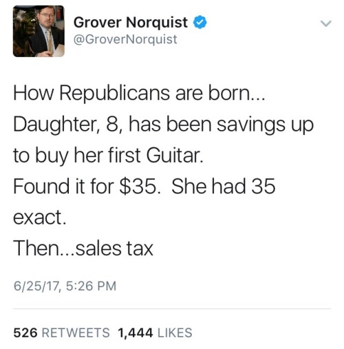 (Either way, you’re stupid and greedy and bigoted, Grover.  THAT is how Republicans are born.)