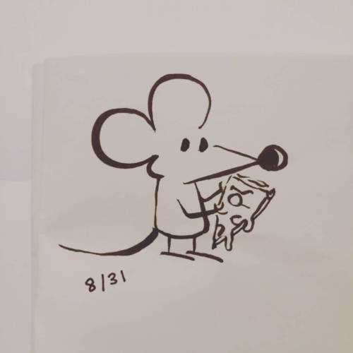 Didn&rsquo;t post this yesterday. Rat from #pearlsbeforeswine as #pizzarat #inktober #inktober20