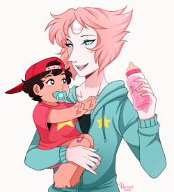 princessharumi:  “Look sweetie, I got your favorite, strawberry milk !”    ★ if you like my SU art could you please take a minute to give me 5 stars in a contest? 