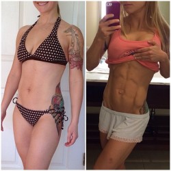 sexygymchicks:  @fitamysuzanne: #TBT It’s so interesting to me what one year can do…. 10 lbs heavier on the left. November 2012 and November 2013. #throwbackthursday #1dayout #oneyear #transformation #abs (in the pic on the left, I had already begun