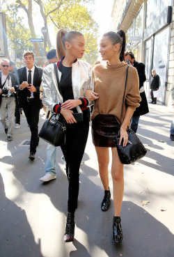 hadidnews:  October 1: Bella Hadid and Stella Maxwell out in Paris, France during Paris Fashion Week. 