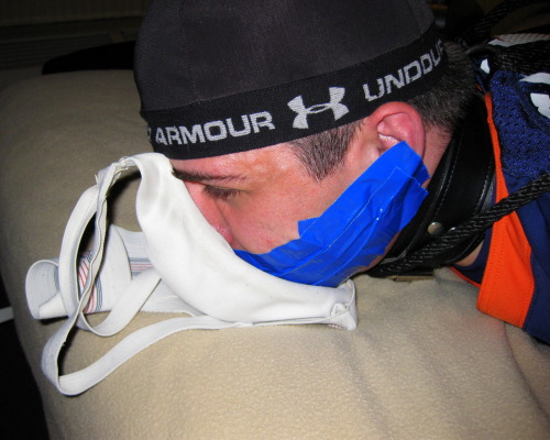 lovethemsocks:  bondagejock:  Hogtied and forced to sniff.  coach pervman, I want your jockstrap