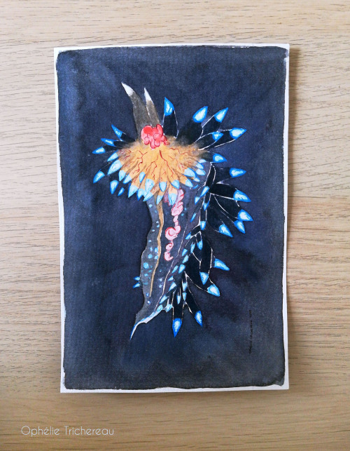  “Sea slug”“Nudibranche”Original painting.Watercolor, gouache and ink on pap