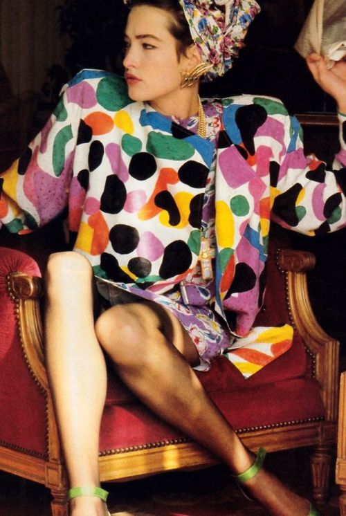 Tatjiana Patitz in Emanuel Ungaro photographed by Denis Piel for Vogue Magazine, 1986