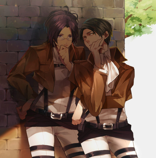 shingekinohanji:  rivai—heichou:  Source: ひそひそ【進撃/ハンリヴァハン】 | 転（くるり） [Pixiv]  