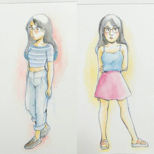 #OOTD, cartoon style.  #illustration #doodle #gpoy #ballpointpen #watercolor #watercolour #ootdillus