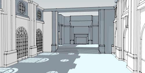 Sketch Up Model I created of the Ballroom at Pinewood Studios