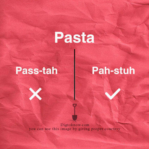 itsdivaduh:  raytwin:  innocenttmaan:  Lifestyle website “Dig To Know” has come up with a useful guide that clears up the common mispronunciation of some food names.  Ok I’ve been mispronouncing hummus, buffet, and bruschetta. Why hasn’t anyone