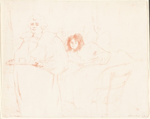 Woman with a Tray—Breakfast (Madame Baron and Mademoiselle Popo), plate two from Elles, Henri de Tou