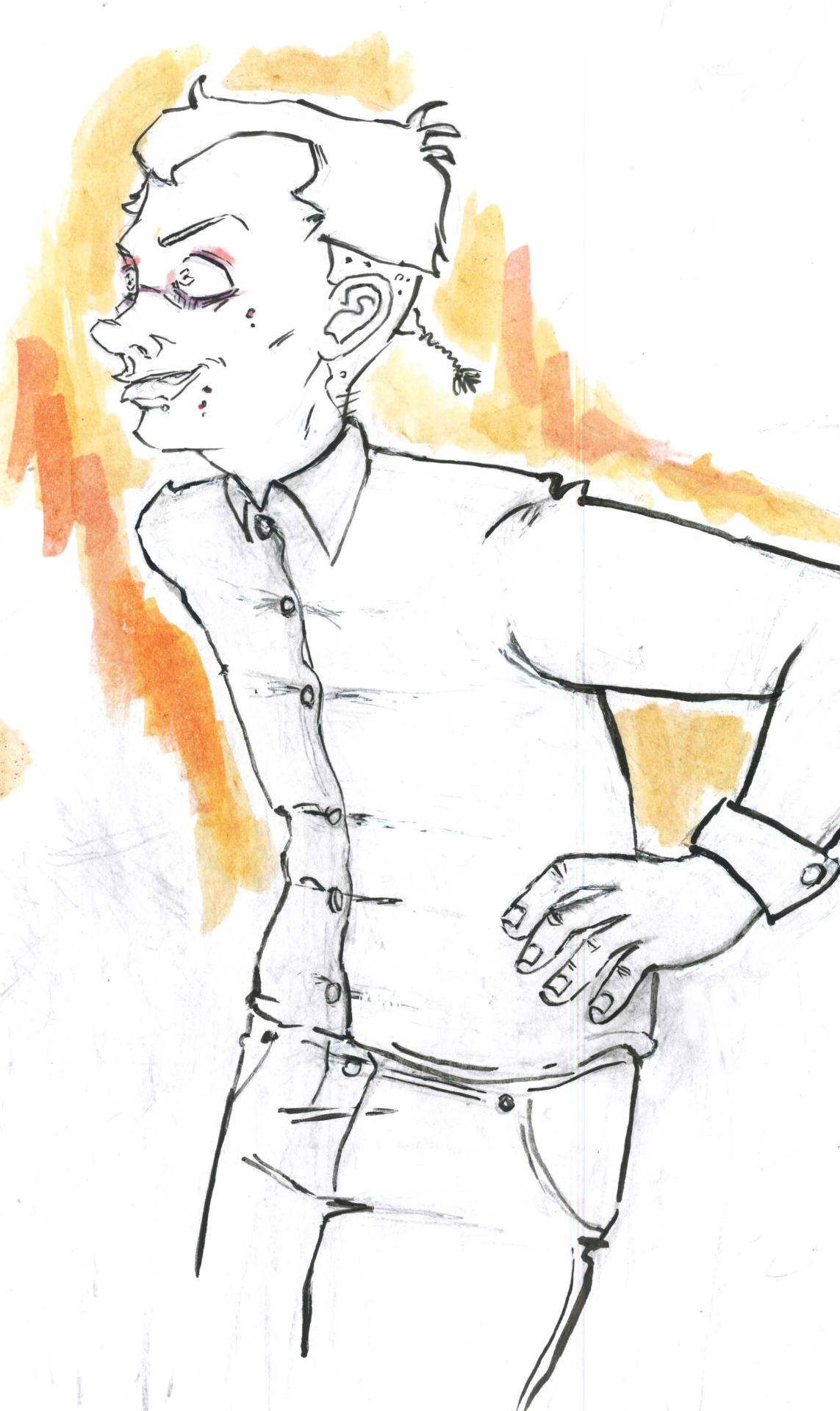 Here&rsquo;s another ink and watercolor sketching of the smug and nasty Rick