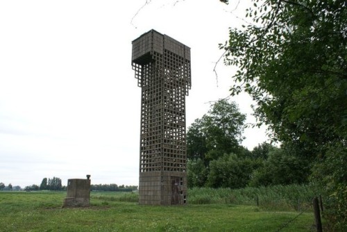 architectureofdoom: Cold war air watchtower, Eede, built with prefab concrete elements