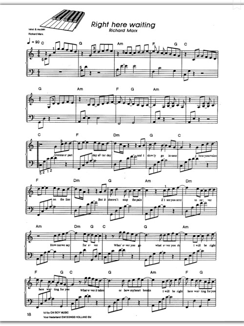 welovepianoforever: Right here waiting - Richard Marx (Piano Sheet)