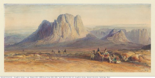 Lear, Edward, 1812-1888. Watercolor of Mount Sinai, 1869. MS Typ 55.28 (13)Houghton Library, Harvard