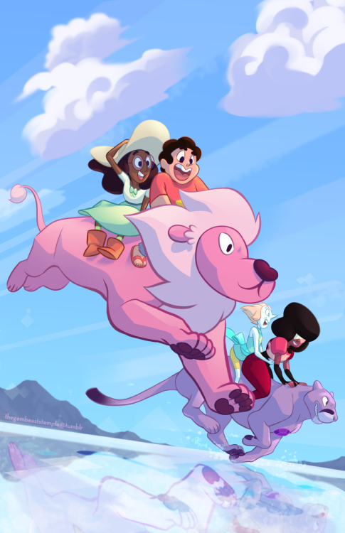 thegembeaststemple:  I started this about a month ago but it just wasn’t coming together initially. I guess SU #5 reinvigorated me, ha. I need to do more finished illustrations. Cat race through the Crystal Flats~