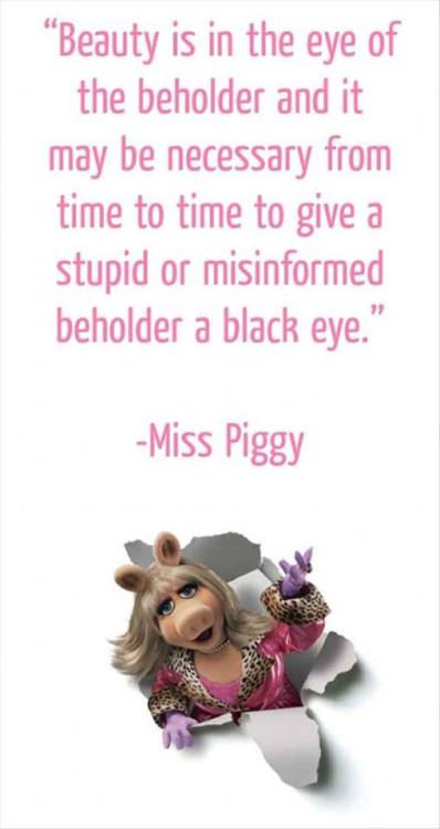 equality-equation:  “Beauty is in the eye of the beholder and it may be necessary from time to time to give a stupid or misinformed beholder a black eye.” -Miss Piggy Have a chuckle -Raine 