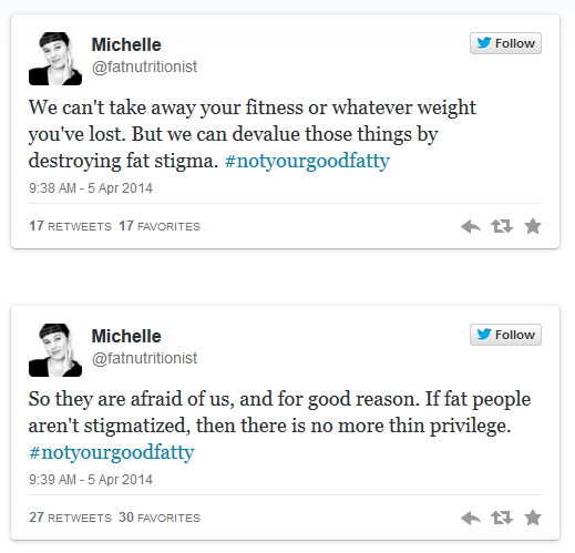 lovethyfatness: [Series of texts by @fatnutritionist, which read: “People are mad