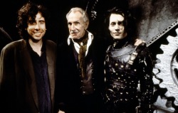 fuckyeahdirectors:  Tim Burton, Vincent Price and Johnny Depp on-set of Edward Scissorhands (1990) 