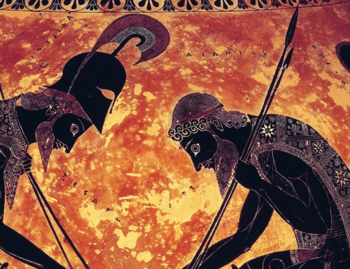 artdetails:Exekias, Achilles and Ajax Playing a Game of Dice (details), 530 BCE