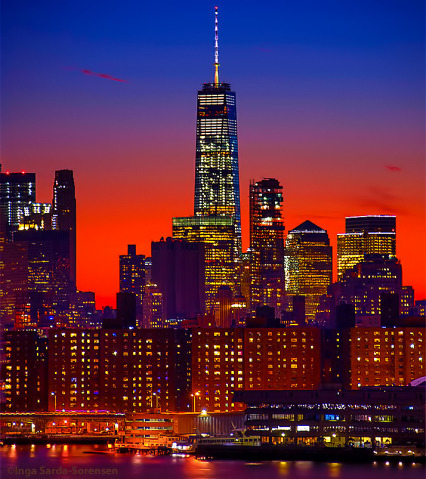 World Trade Center at sunsetWorld Trade Center shimmers during tonight’s deep blue & orange sunset.Inga’s Angle