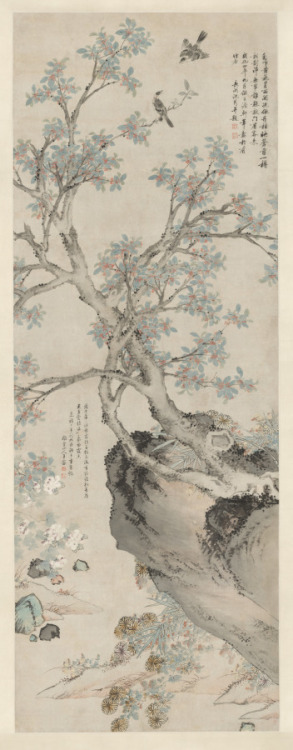 Yellow Chrysanthemums and Red Osmanthus in the Style of Wang Yuan, Shen Zhou, Ming dynasty, Clevelan