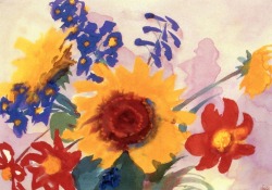 lonequixote:  Autumn Flowers, Sunflowers, Dahlias, Delphinium ~ Emil Nolde