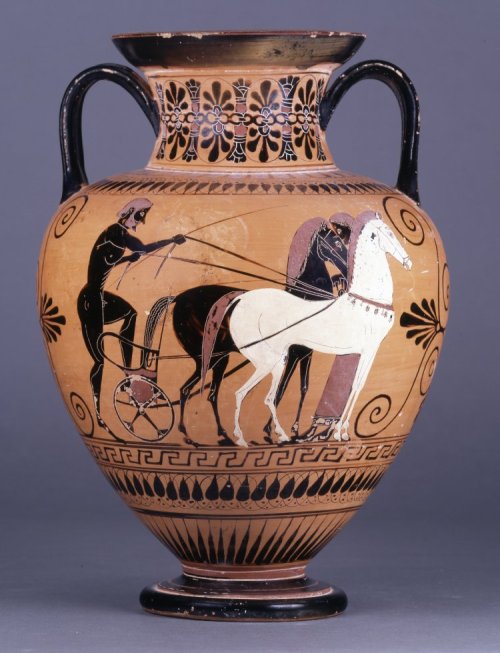 ancientpeoples:Black Figured Neck Amphora 510-500 BCAttic/Archaic Greek(Source: The British Museum)