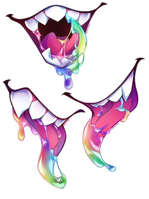Fangs + drool + rainbows It was a refresher for me to remind myself how to give mouths more cha