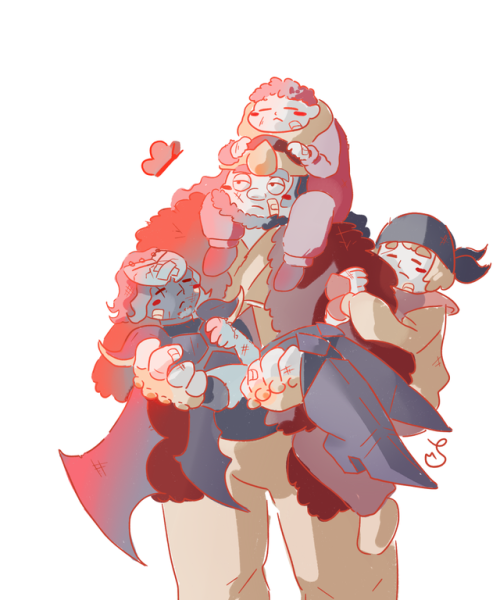 Papa Dedede carrying his bois and husbando home after a big adventure(don’t worry he’s very strong. 