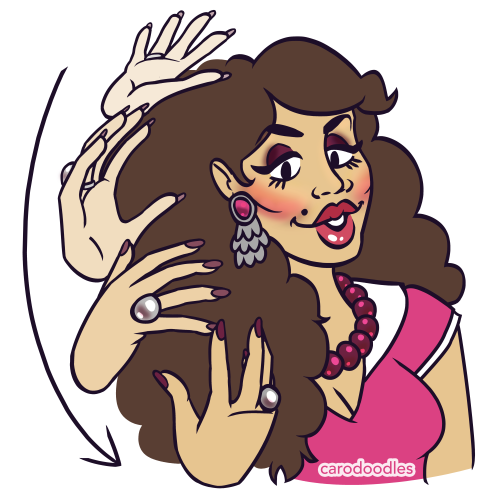 Drag Queens x3! This is American Sign Language (ASL) for Drag Queens. It represents big wigs that Dr