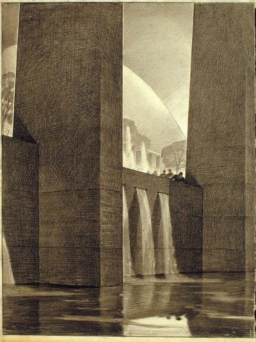 Hugh Ferriss, Architectural Renderings, 1910-1940 Ferriss was a fascinating illustrator and archetec
