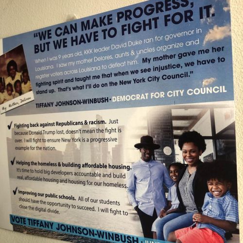 Tiffany Robinson Winbush for New York City Council, District 1 mailer! #tagabadasswoman #tiff4nyc #t