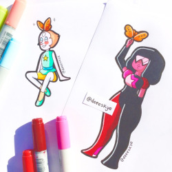 deeeskye:  Pearl and Garnet with butterflies