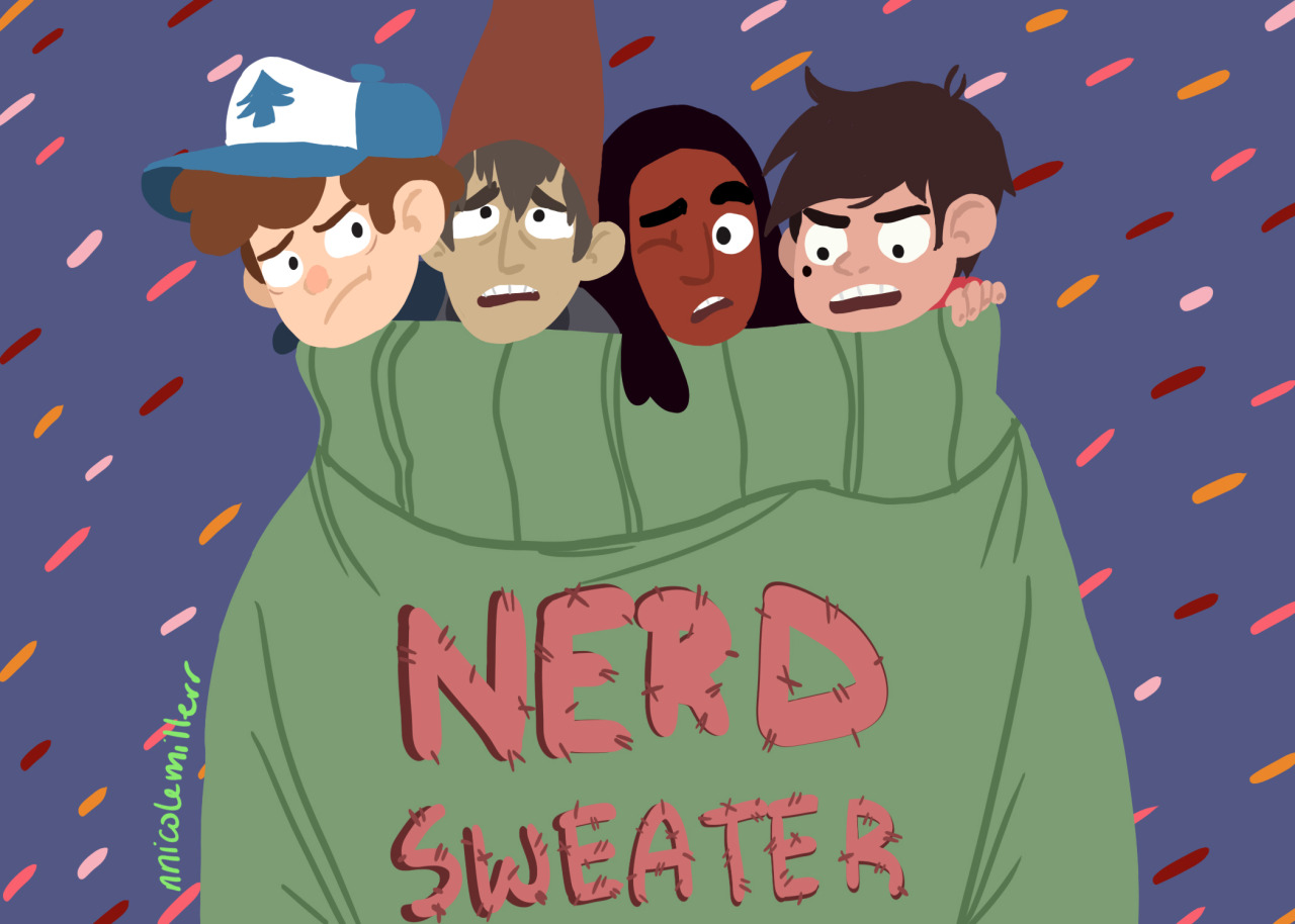 wirtthegnomeking:  colored nerd sweater so I can sell these as prints sometime!!