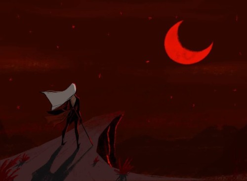 Blood moon, Red moon - - A little exercise for class #myart #background #homework #charactercreation