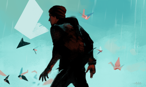 tressela:  Some super messy studies feat. Delsin Rowe, once again referenced from openguo’s gorgeous screenshots. Trying to a) be more confident with my brushstrokes and 2) learn something about light and color maybe?