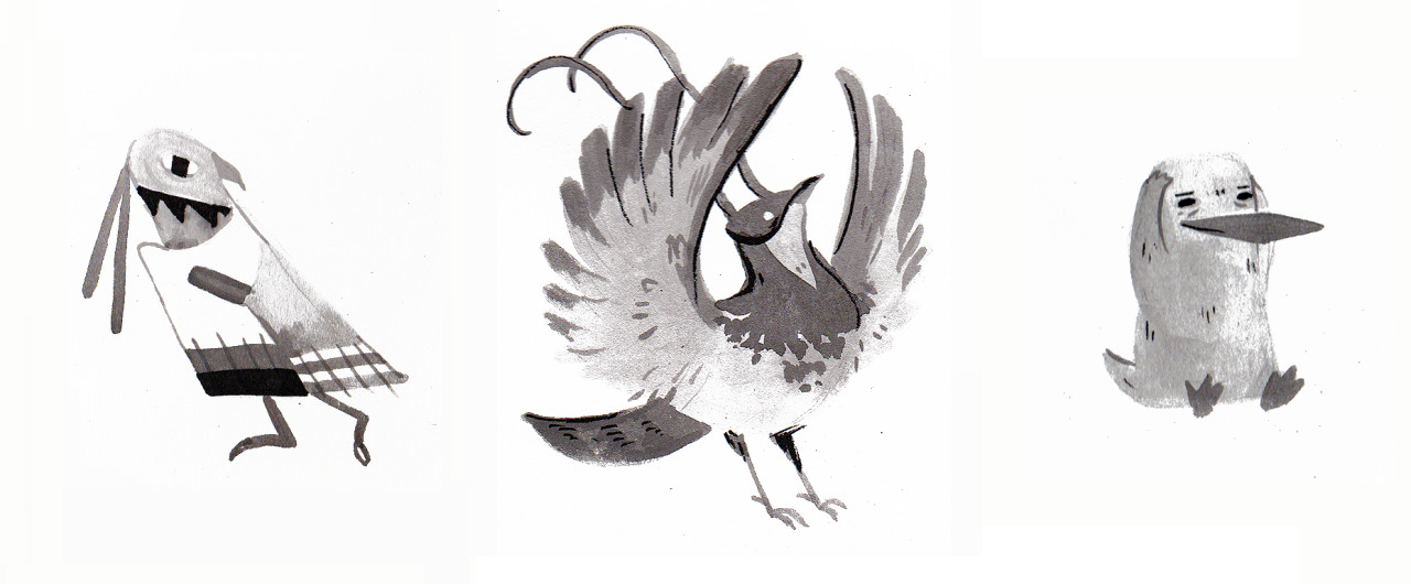 oliviawhen:More pokébirds! Some of the little ink paintings that went to my sticker