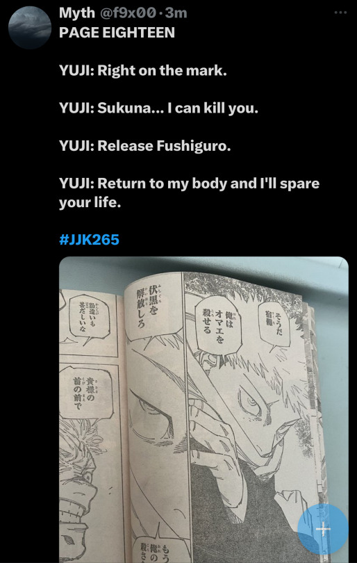THIS WHOLE CHAPTER WAS YUUJIS WAY TO GIVE SUKUNA ONE LAST CHANCEOH MY GOD YUUJI REALLY JUST GAVE HIM