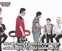deerxings:  (63/∞) Yixing gifs: When Sehun teaches innoncent Yixing to say ‘kanji’ (an informal and not very polite slang word teenagers use: x)  