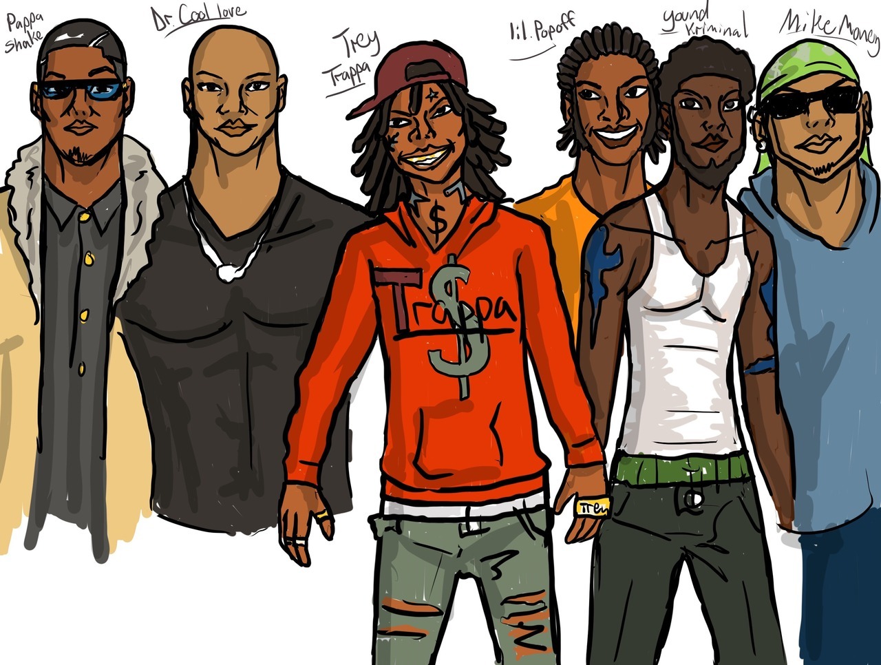 Rough drafts of the male cast of the upcoming back on top comic series www.dukeshardcorehoneys.com