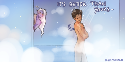 3-ko:Allura gave him permission to use the showers.Bonus: