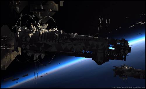 Orbital settlement by Patrick Faulwetter Studio.(via Patrick Faulwetter Studio)More space ship here.