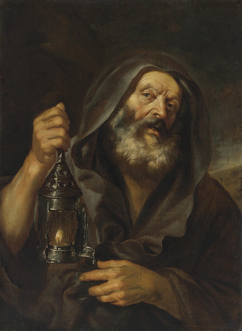 songesoleil: Diogenes with his lantern, in search of an honest man. Oil on Canvas.