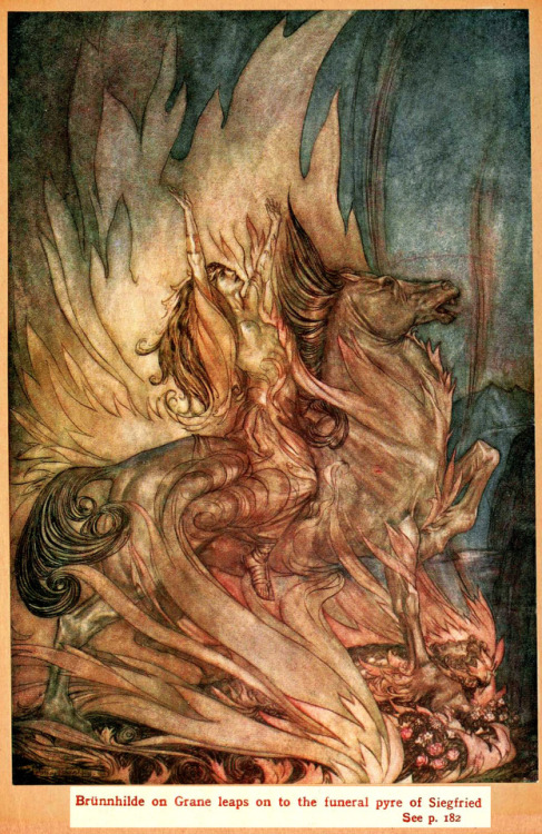 Arthur Rackham (1867-1939), ‘Brünnhilde on Grane..’,  ’'Siegfried & The Twilig