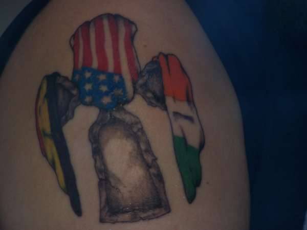 Everlasting Art Tattoo  IrishAmerican flag with Celtic cross  Facebook
