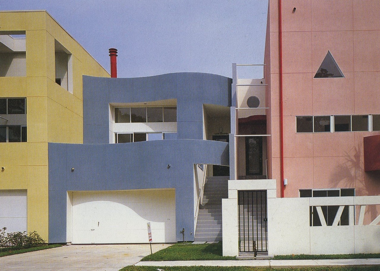 zonkout:   Arquitectonica, Taggart Townhouses, Houston Texas, 1984  