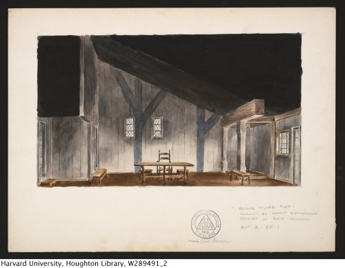 Aronson, Boris. The Crucible : scene design : Act 2, scene 1, 1953.Houghton Library, Harvard Univers