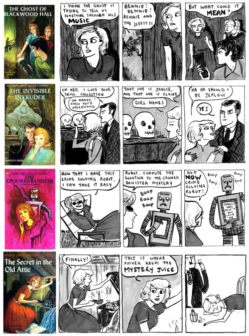 archaeoadventuretime:ninesbadwolf:hi, here’s a full collection of the kate beaton nancy drew c